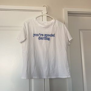 MANGO White Graphic “you’re special darling” Tee